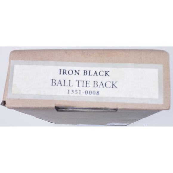 NIOB RESTORATION HARDWARE Set of 2 Ball Finial Tie Backs in Black Iron Finish - Picture 2 of 6